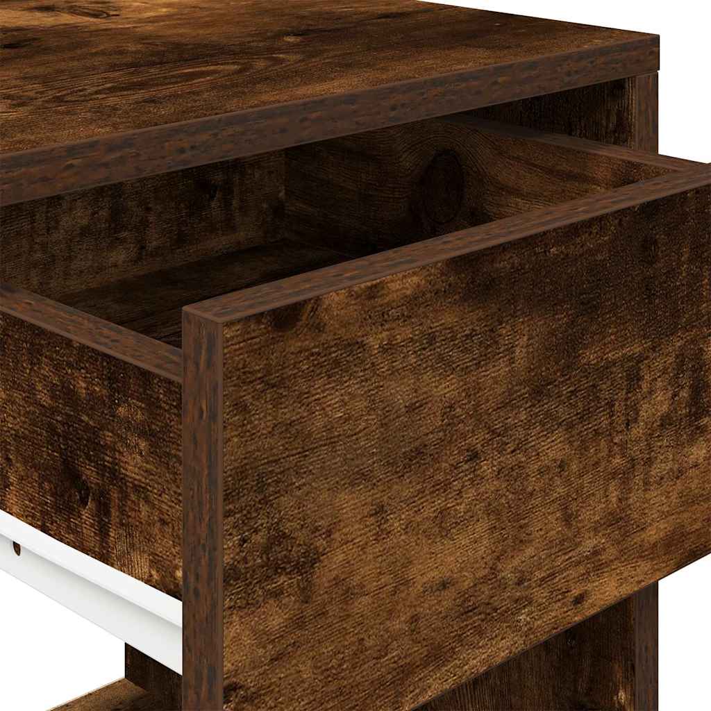 Nightstand with Drawer Smoked Oak 35 X 34 X 66.5 Cm