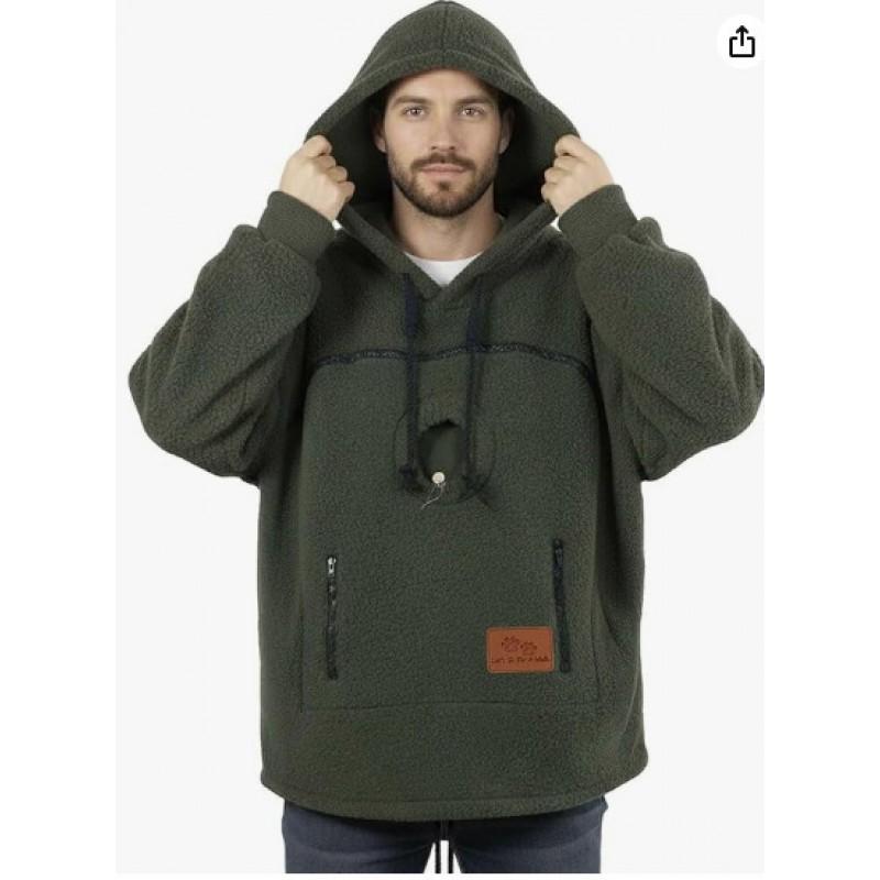 Winter Teddy Fleece Pet Pocket Hoodie Unisex Loose Thick Warm Coat Cats