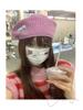 Trendy Korean Style Pink Knit Wool Beret: Women's Autumn/Winter Versatile, Face-Slimming Painter Hat