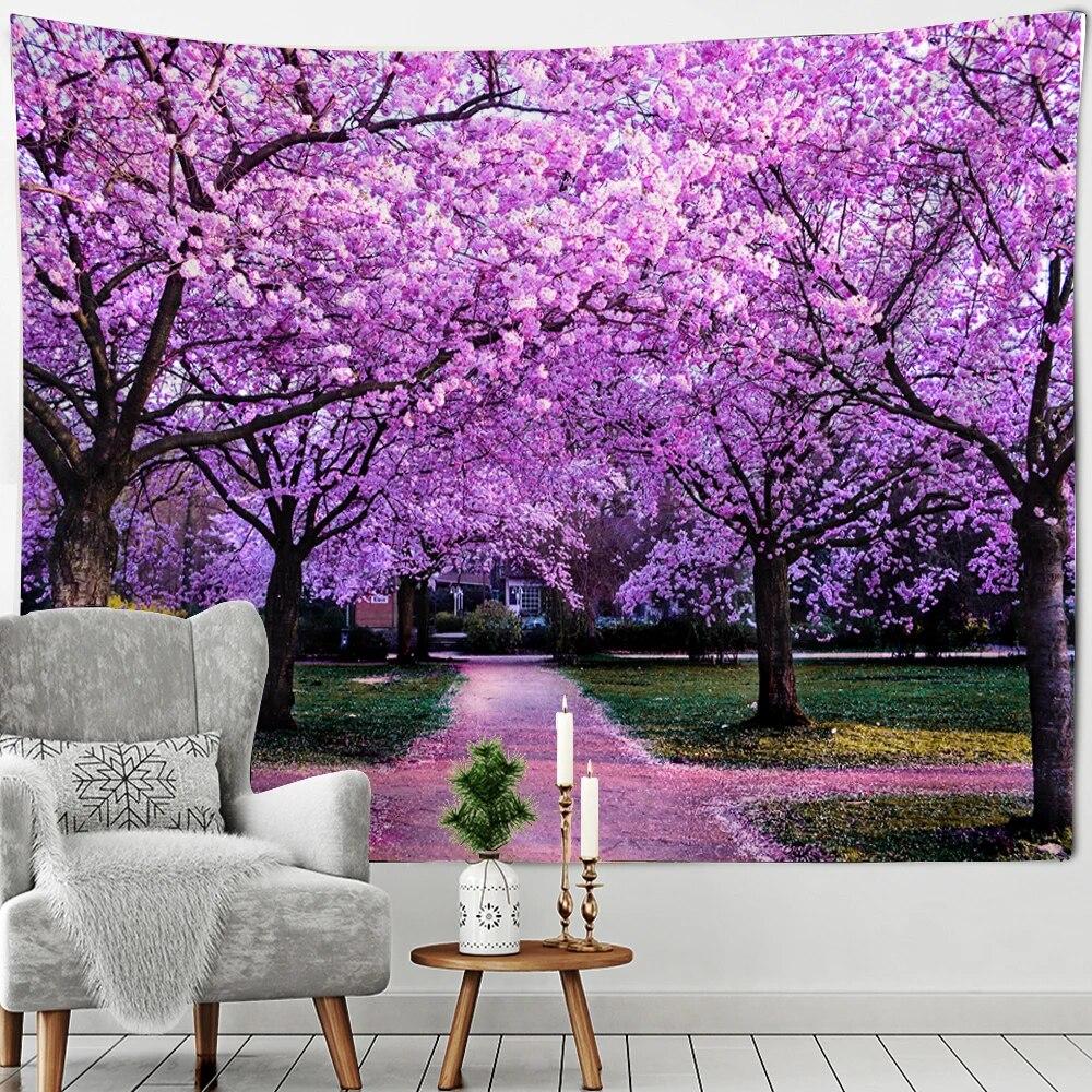 Beautiful Mount Fuji Sakura Pagoda Landscape Wall Hanging Tapestry Decorative Art Suitable for Living Room Room Home Decor