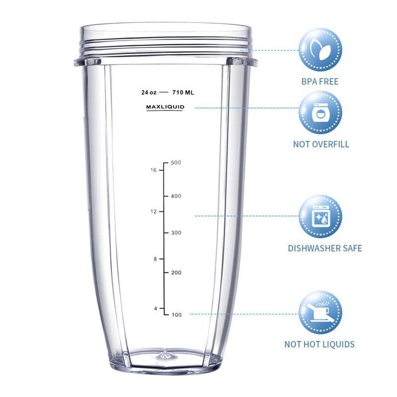 A20F-Replacement 32Oz&24Oz Cup And With Lids, 7 Fins Extractor Blade, For Nutri Ninja BL480-30 BL483-30