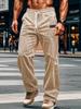 Men's Striped Corduroy Casual Pants Autumn Spring Loose Fashion Cargo Straight Pants Fitness Sports Hip Hop Pants