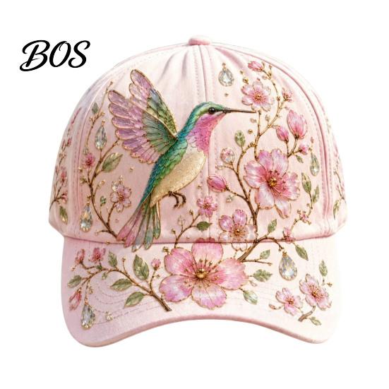Cappello Estivo Cappellino da Baseball per Donna, Cappello con Ricamo Fiore Uccello, Leggero Traspirante Vestibilità Regolabile Giardinaggio Sole Primavera Esterno
