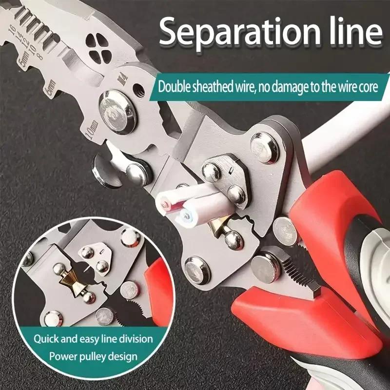 Foldable Crimping Pliers Wire Strippers Splitting Stripping Specialized Splitter Electrician Winding Cable Cutter Tool