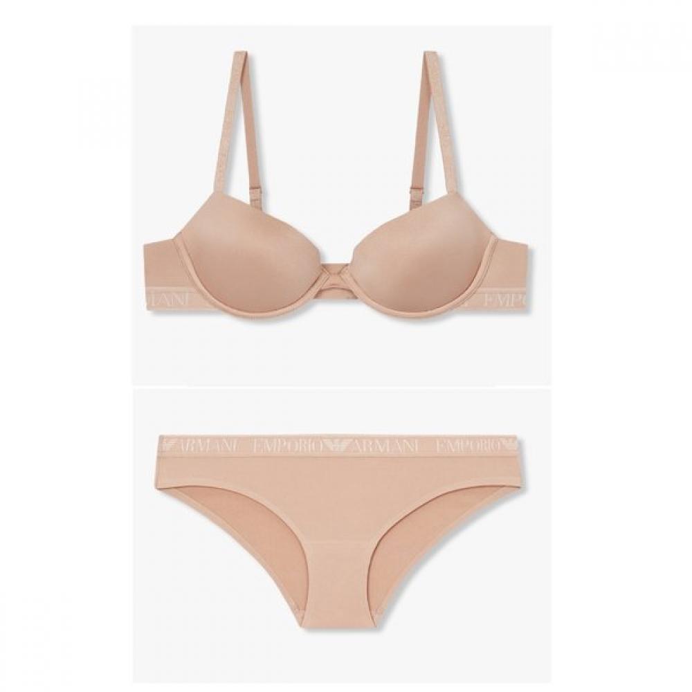 Emporio Armani Женский бюстгальтер пуш-ап   Трусы Сияющий логотип  0825385509 11509 70B/XS