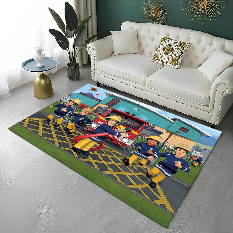 Cartoon Fireman Sam Non-Slip Area Rug for Living Room,Bedroom,Playroom,Soft Carpet Floor Mat Home Decor Rug Kids Room Gift