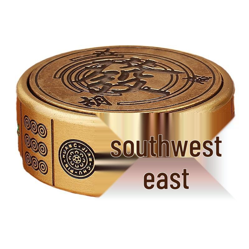 Brass Mahjong Rotatable East Wind Wealth-Attracting Handicraft