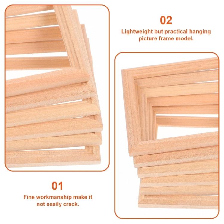 1/12 Scale Natural Wood Mini Album Frames Realistic Tiny House Decors Crafting Supplies
