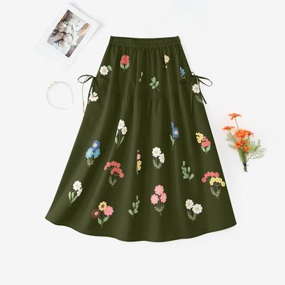 Women Casual Elastic Waist Loose Floral Print Skirts