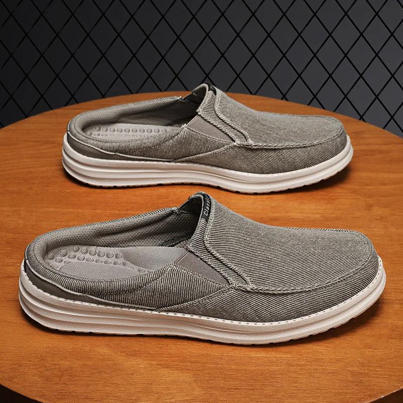 Summer Men Half Shoes Casual Canvas Shoes Lightweight Comfortable
