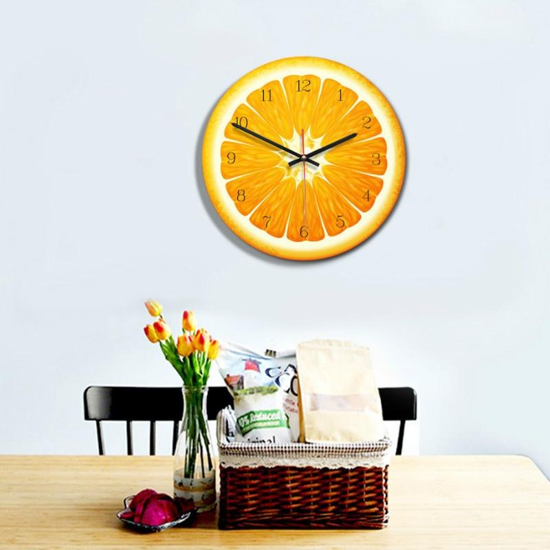 Relógio de Parede Criativo 11 Polegadas Desenho Animado Frutas Relógio Quarto de Crianças Decoração de Parede Colorido Parede Presente Único