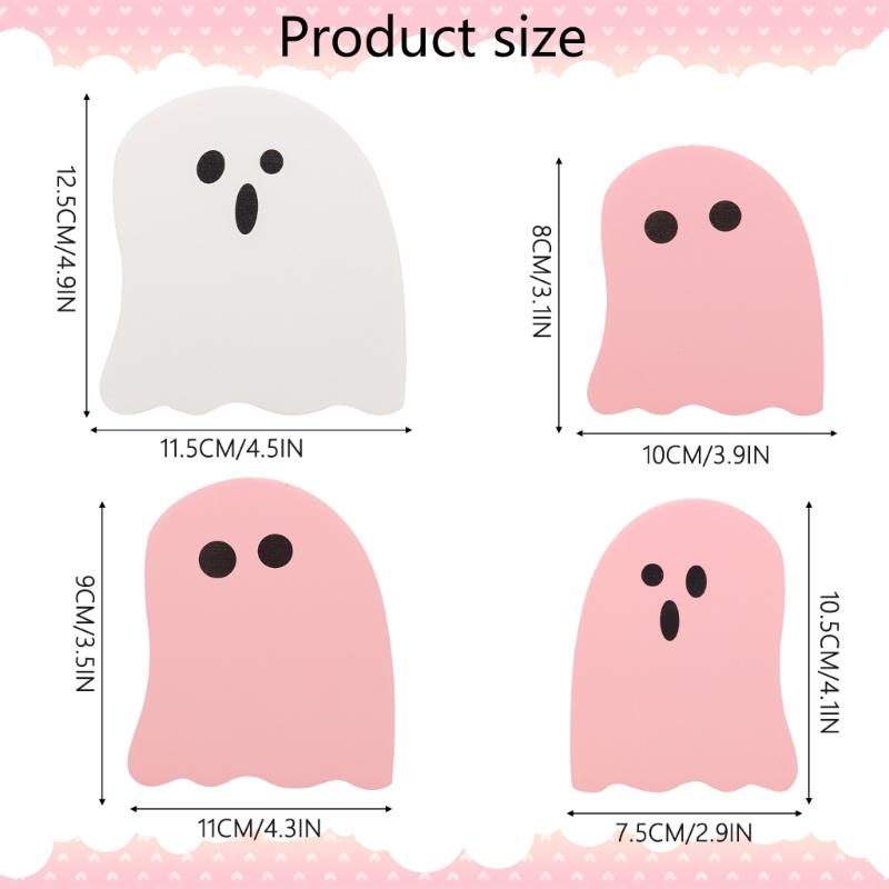4 Piece Wooden Ghostly Figurines For Halloween Indoor Outdoor Festive Decorations Family Friendly Ghostly Room Decors