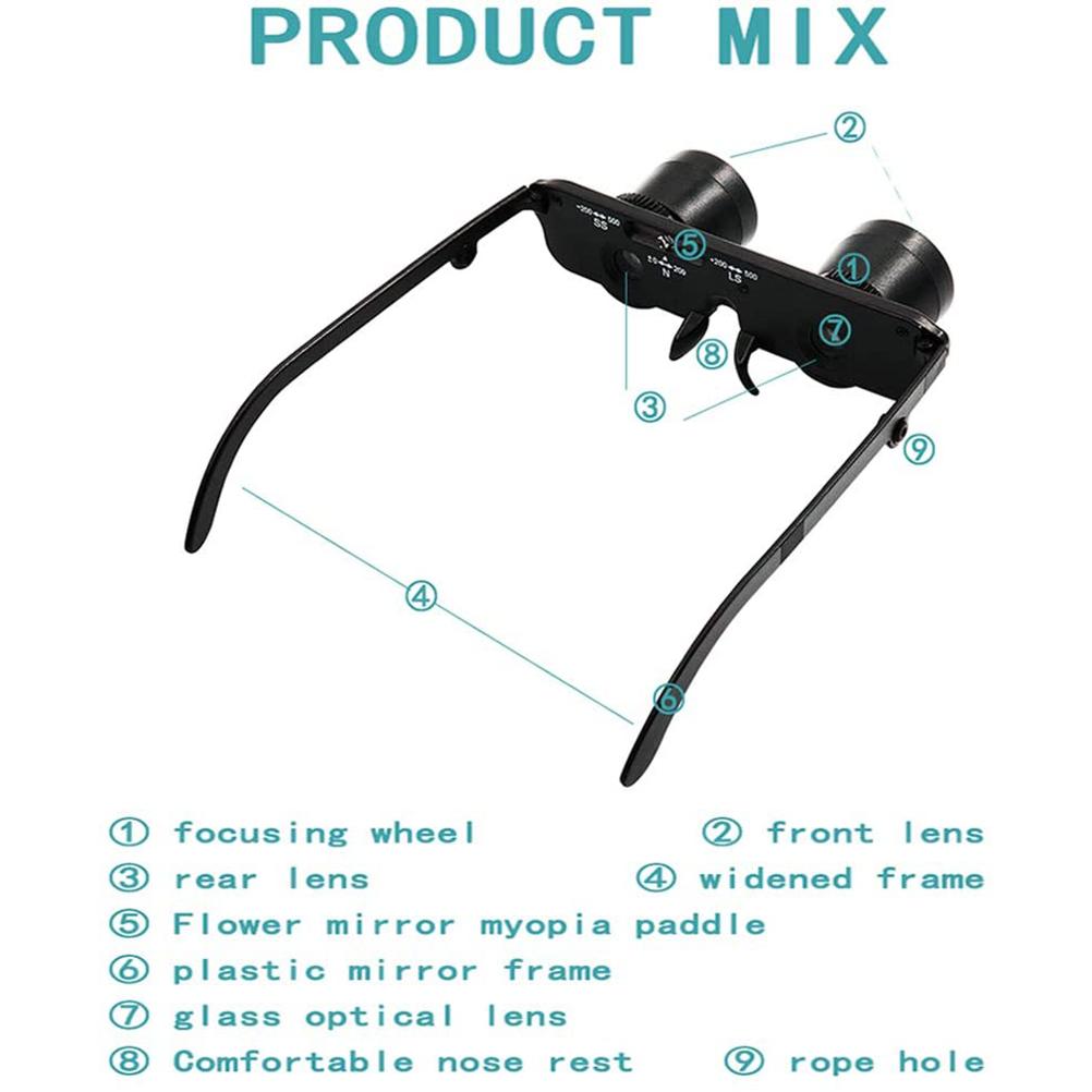 3-in-1-Freisprechfernglas, tragbares Angelvergrößerungsglas, HD-Kopffernglas