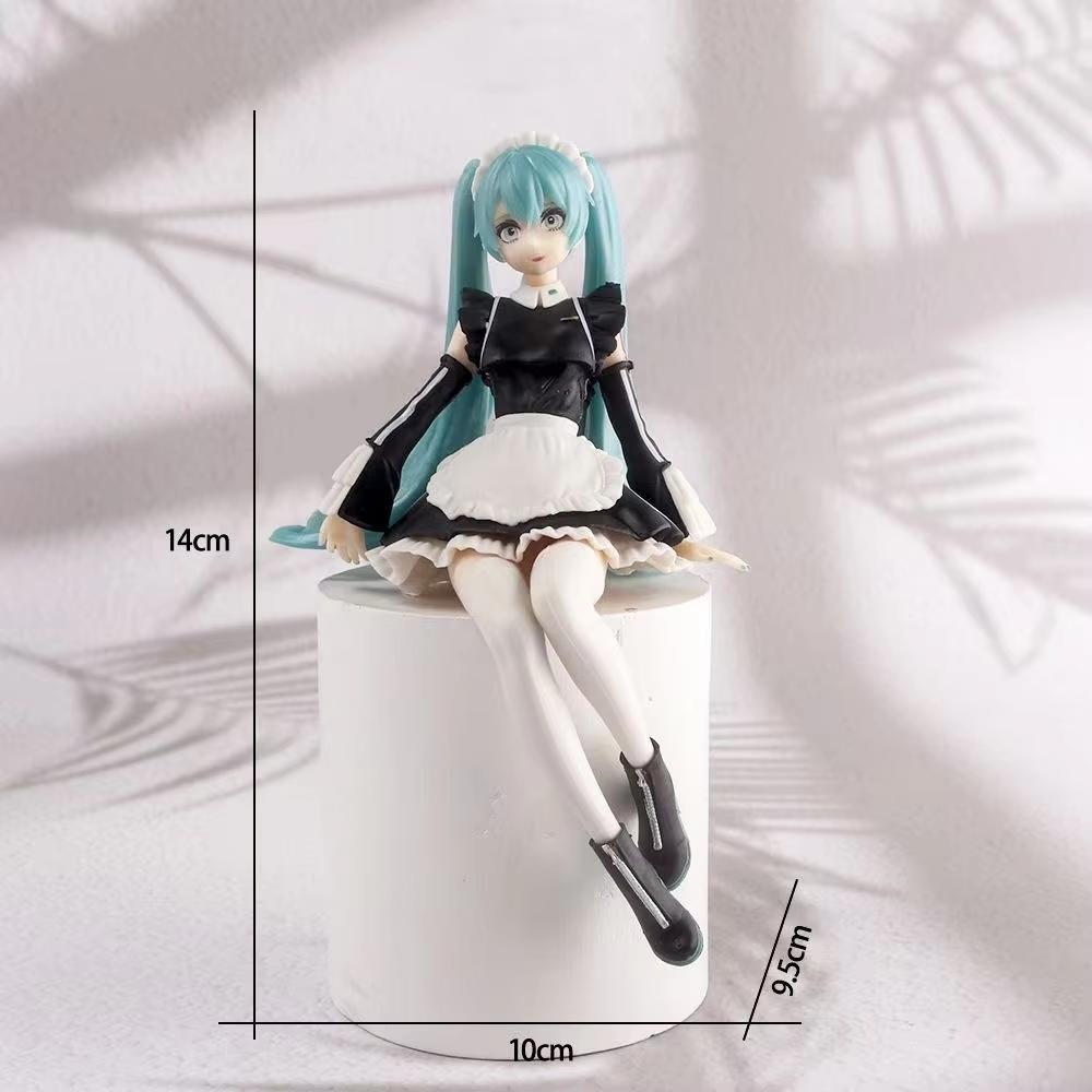 

14cm New Anime Hatsune Miku Virtual Singer Manga Sitting posture Model Toys computer desk cake decoration cute toys free ship