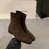 Premium Sense Retro Foreign Style Small Short Boots Women's 2025 Autumn Single Boots Thick Heel Thin Boots French Suede Small Ankle Boots
