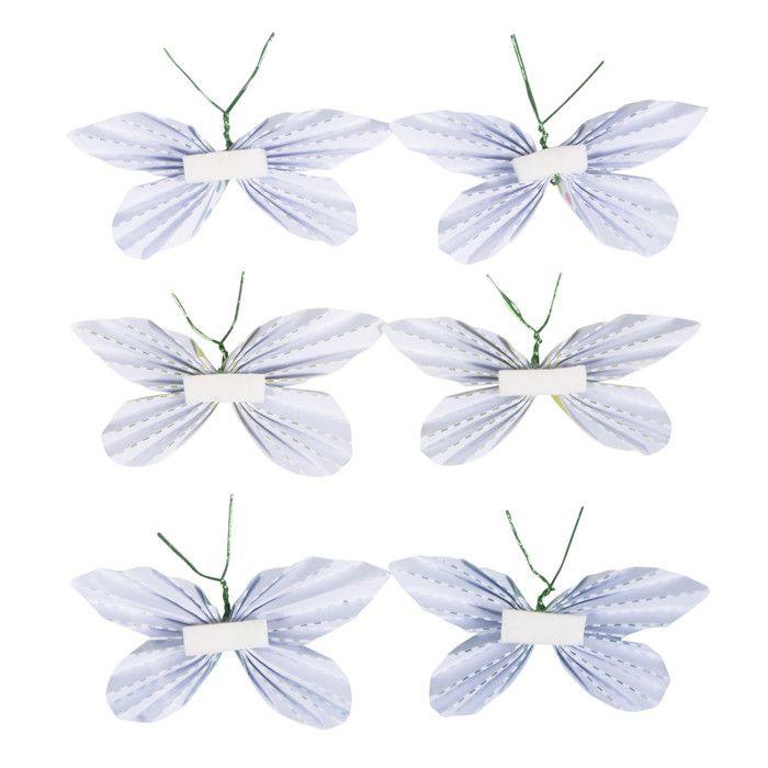 Sticker Papillons en papier Vert 5x3cm avec point adhésif 6 pièces