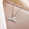 Mermaid Tail Fish White Fishtail Crystal 925 Sterling Silver Clavicle Chain Pendant Necklaces