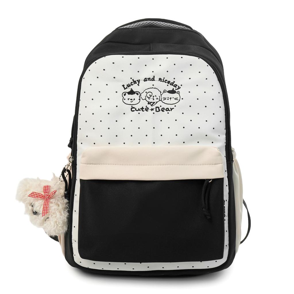 Schoolbag New Japanese Girl Bear Polka Dot Backpack High Value Small Fresh Primary and Secondary School Student Schoolbag Lightweight Backpack