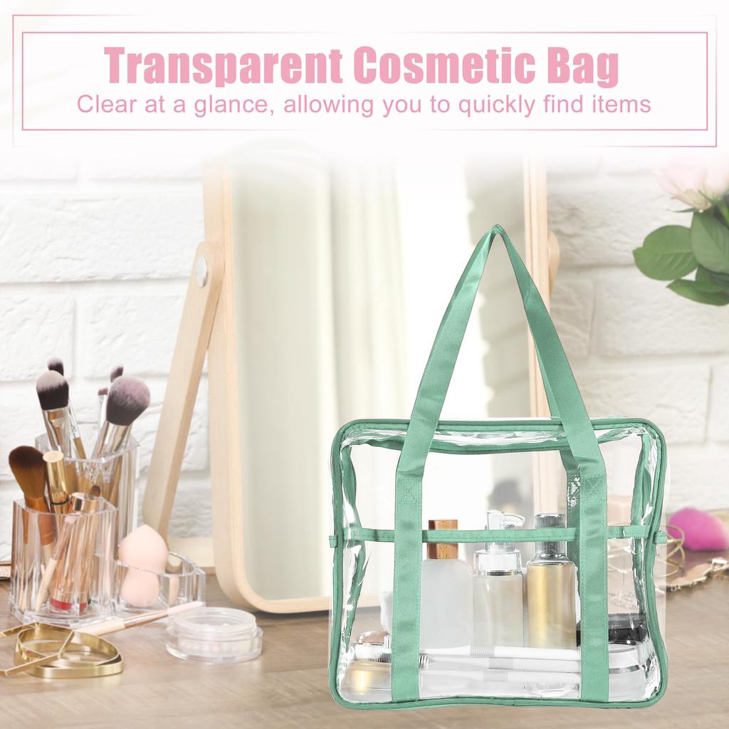 VOCOSTE Waterproof Makeup EVA Zipper Transparent Portable Toiletry Bag for Green Pouch, Pouch, Travel, 31x28x10.5cm,