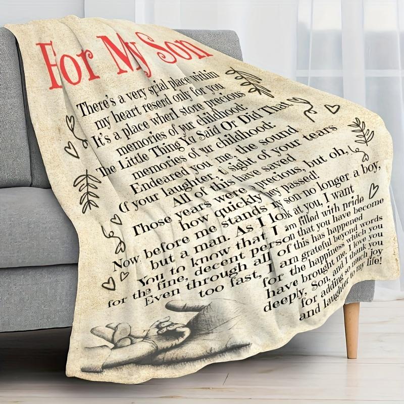 My Son Gratitude Flannel Blanket Soft Heartfelt Message Print All Season Cozy Comfort for Family Emotional Gift