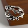 925 Sterling Silver Rings for Women Couple Minimalist Handmade Simple Retro Rose Flower Ring Fine Jewelry Gift Prevent Allergy