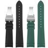22mm Curved End Rubber Watch Band for Tudor Black Bay 58 Bronze – Soft Silicone Strap, Red Floral Pattern, Waterproof & Durable