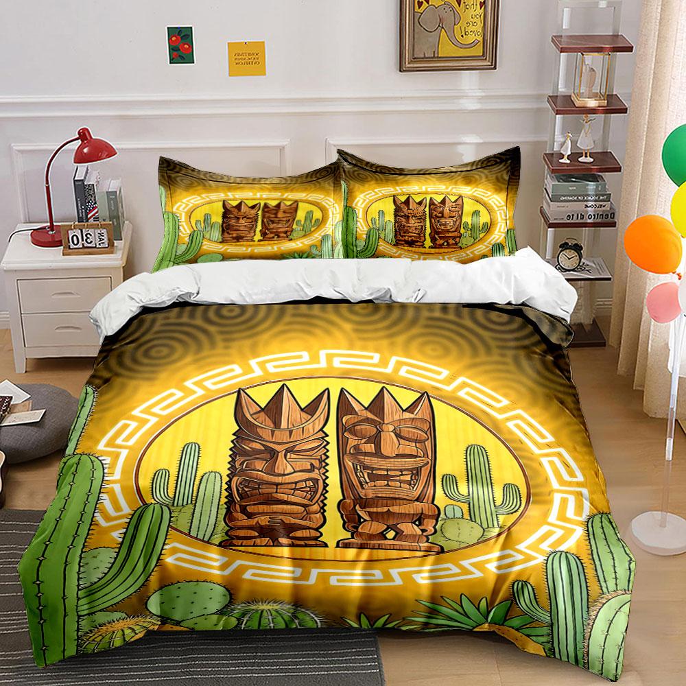 

Wooden tiki faces, cacti. Bedding sets Duvet cover sets Duvet covers Pillowcases(1 * Duvet Cover 2 * Pillowcases, without duvet insert) 135x200cm