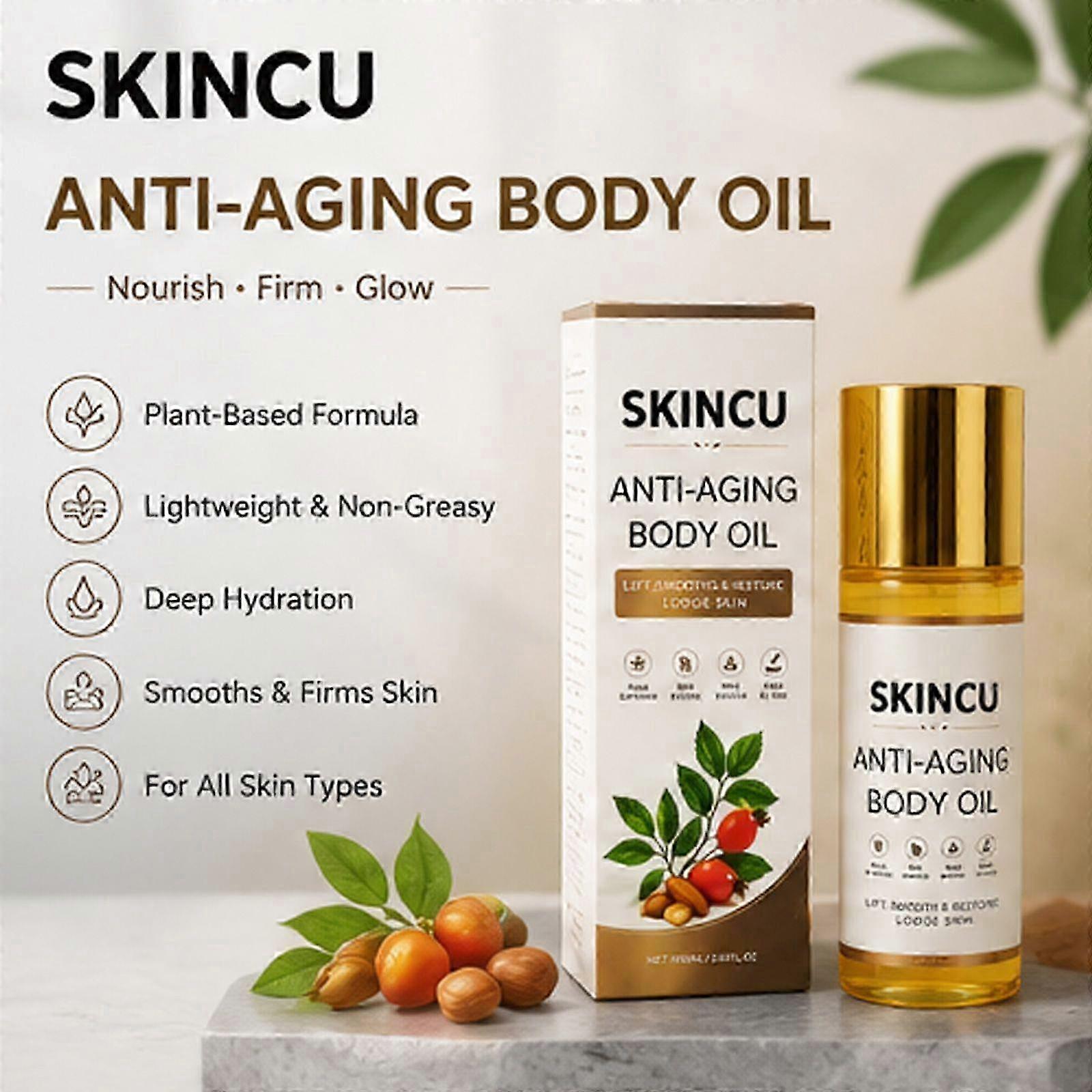Skincu augu izcelsmes pretnovecošanās ķermeņa eļļa