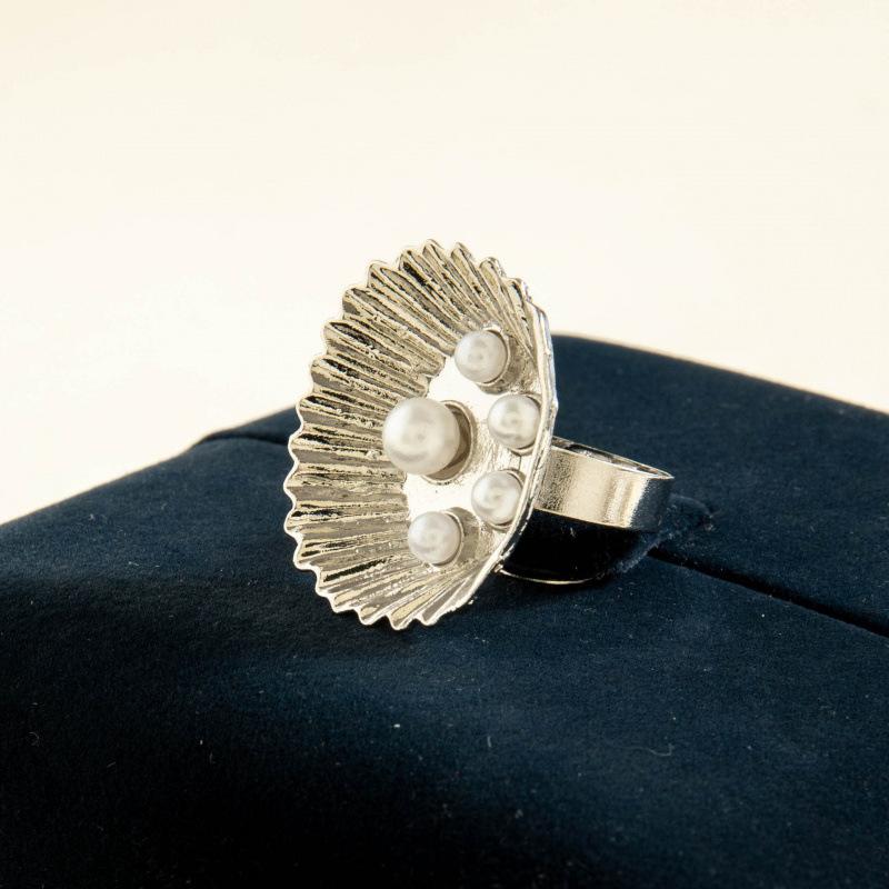 Jewelry Alloy Hollow Sun Pearl Ring, Geometric Irregular Flower Leaf Ring Set