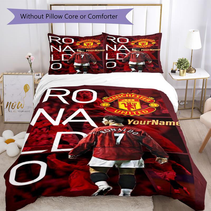 Cristiano Ronaldo 77 Customize Your Name Bedding Set Breathable Duvet Cover with Pillowcases Home Decoration Birthday Gift