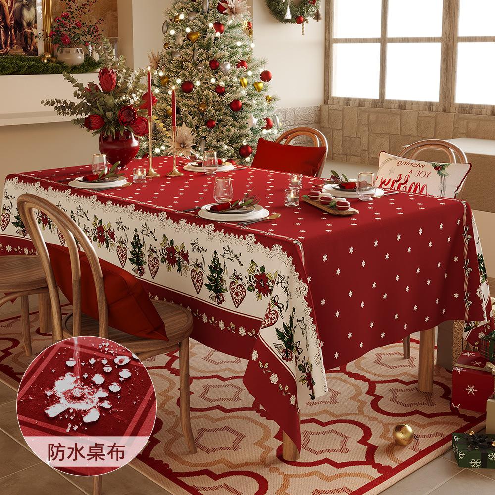 Christmas Waterproof Tablecloth Atmosphere Decorative Dining Table Cloth Dining Table Photo Background Cloth Stall Dirt-Resistant Cloth