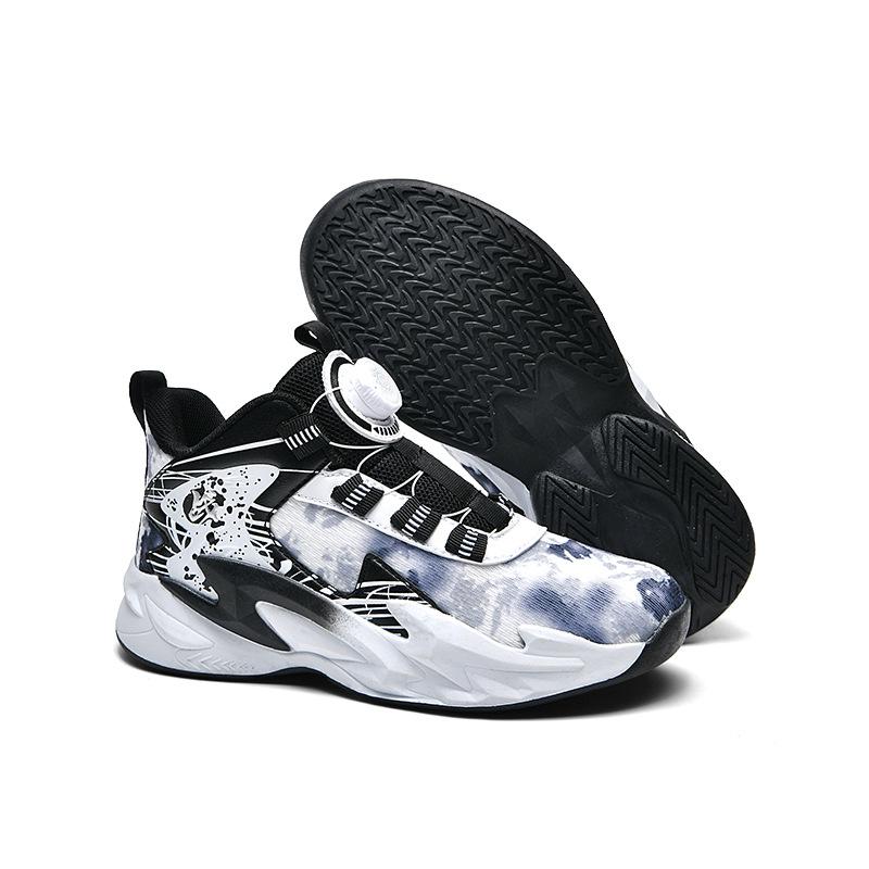 Children 6-12 years old basketball shoes men's rotating button running shoes boys and girls men's sports shoes running shoes 2025