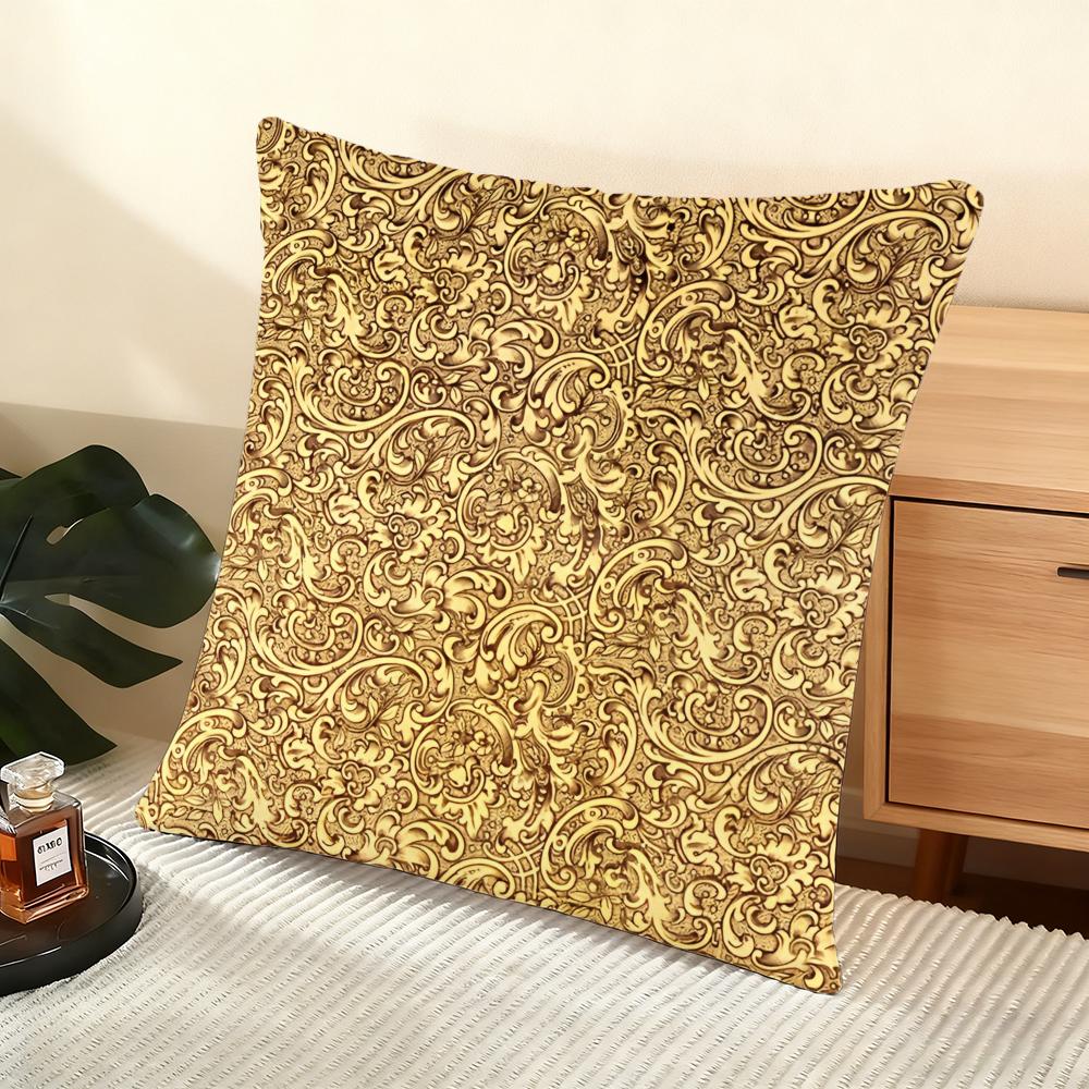 Vintage Washed Style Pattern Cushion Cover Soft Short Plush Pillow Cover Smooth Cozy Texture Aesthetic Cushion Case Home Decor
