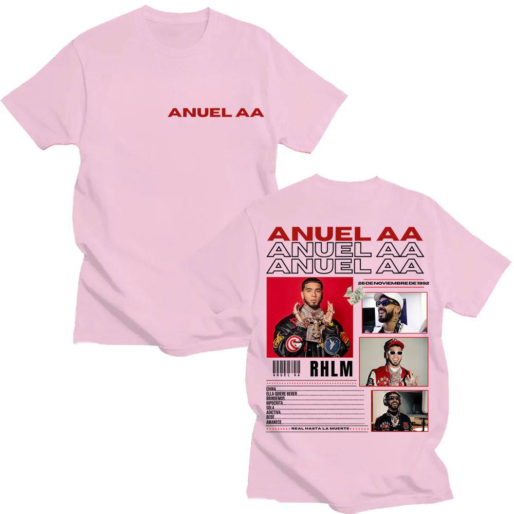 Rapper Anuel AA Real Hasta La Muerte Tour 2025 T-Shirt Men's Hip Hop Gothic Harajuku T Shirts Oversized Cotton Tshirt Streetwear