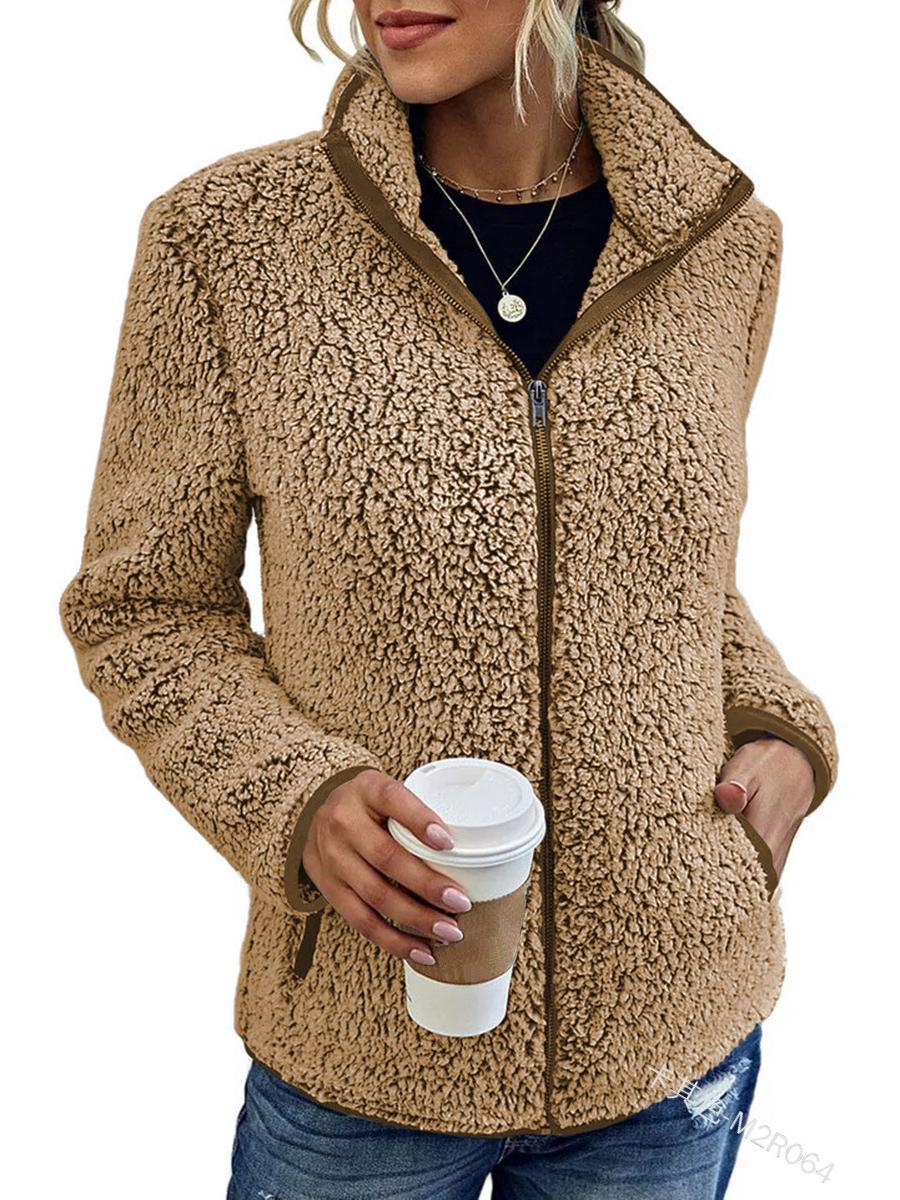 

Женская куртка 2024 года с воротником-стойкой и длинными рукавами из бархата-пузырька на молнии S хаки