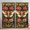 Set Of 2 Butterfly Floral Pattern Curtains American Retro Style Sunshade Privacy Protecting Pole Curtain Polyester
