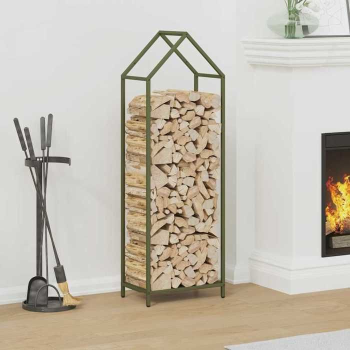 VidaXL Firewood Rack Olive Green 40x25x120 Cm, Fireplace Log Holder, Log Holder, Log Rack 864302