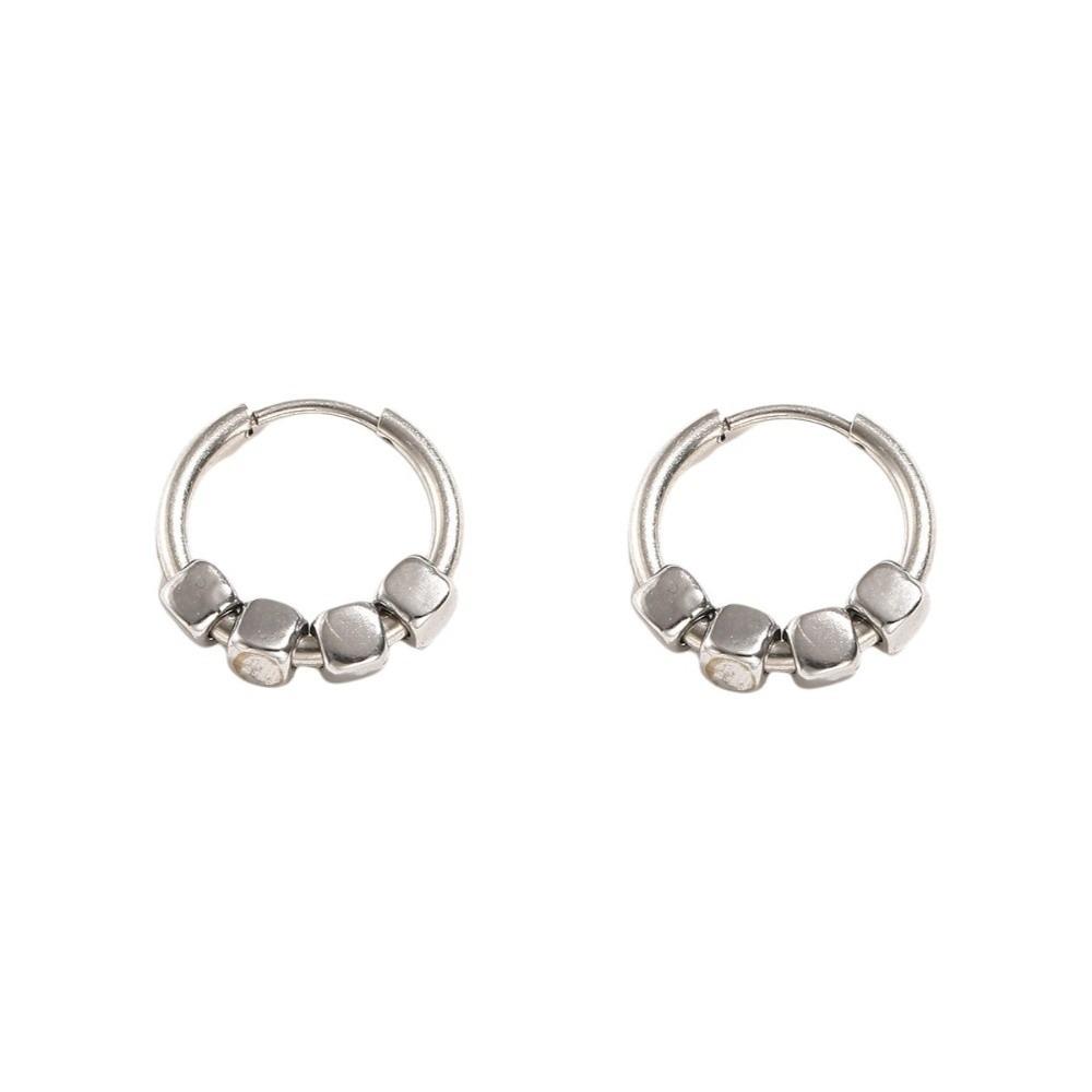 

Ear Jewelry Stainless Steel Geometric Cube Earrings Fashion Simple Ear Cuff Personality Minimalist Earrings Gift срібний