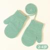 Children's Full-Finger Knit Gloves with Plush Hanging String, Green A349 for Toddlers