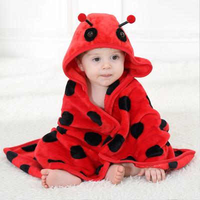 Baby Clothes Hooded Bath Towel Cow Bathrobe Cartoon Animal Cloak Flannel Bath Towel Blanket .