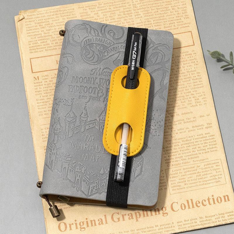 Creative PU Leather Pen Clip Holder Elastic Band Design Portable Pen Organizer for Notebook Diary Work Travel Use
