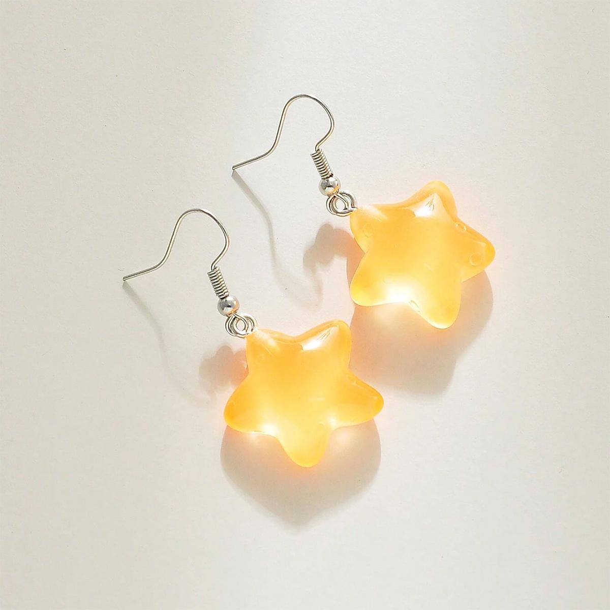 

1 пара Модных серег со звездным дизайном, Луна из смолы, украшенная звездами, Милые серьги, подходящие для вечеринок женщин и девочек, Подарок на свидание