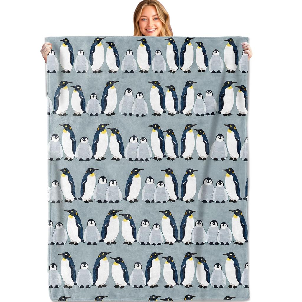 Penguin Blanket Soft Cute Penguins Flannel Fleece Throw Blanket Lightweight Fuzzy Plush Blanket for Couch Bed Sofa Home Decor