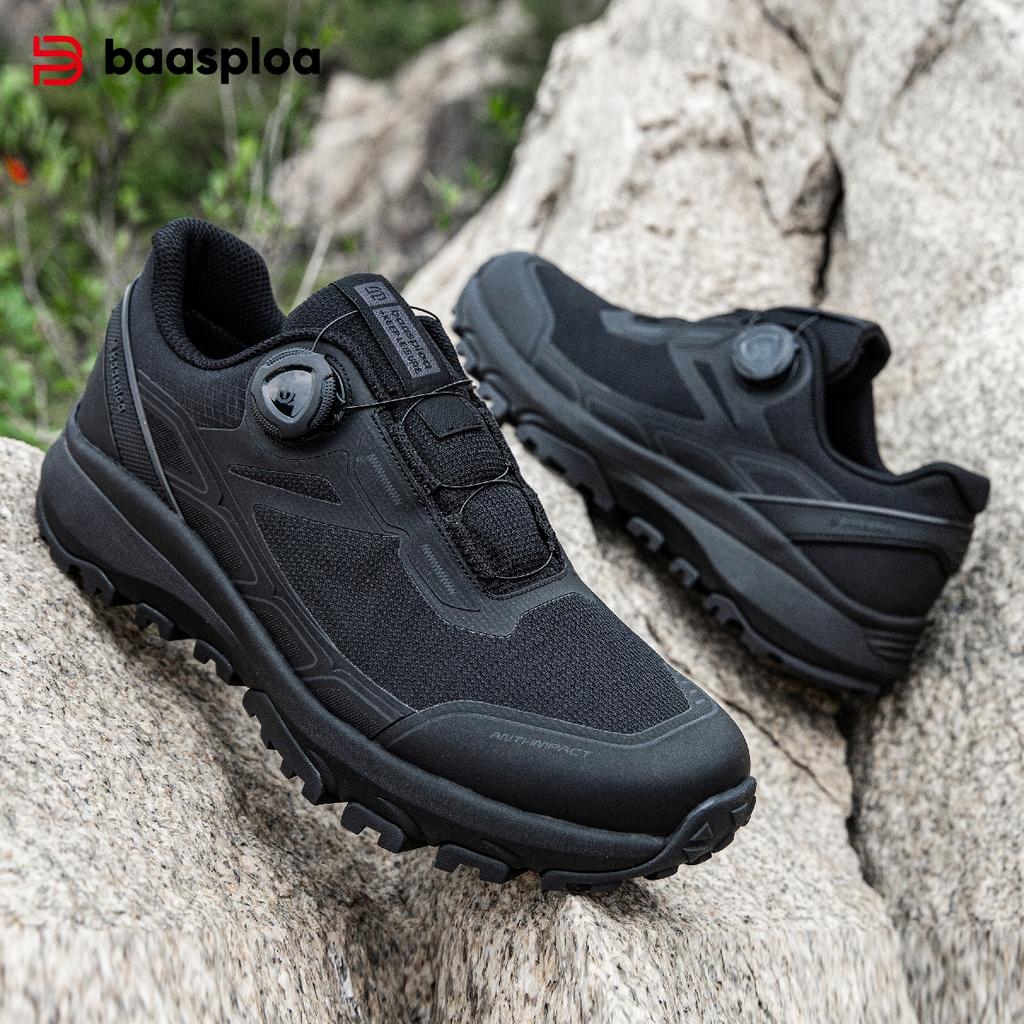 BAASPLOA Ghete de drumeție pentru bărbați, pantofi de drumeție pentru bărbați, cataramă rotativă, ușori, antiderapanți, marcă de exterior pentru bărbați, pantofi pentru bărbați, iarnă, îmbunătățire, îngroșați