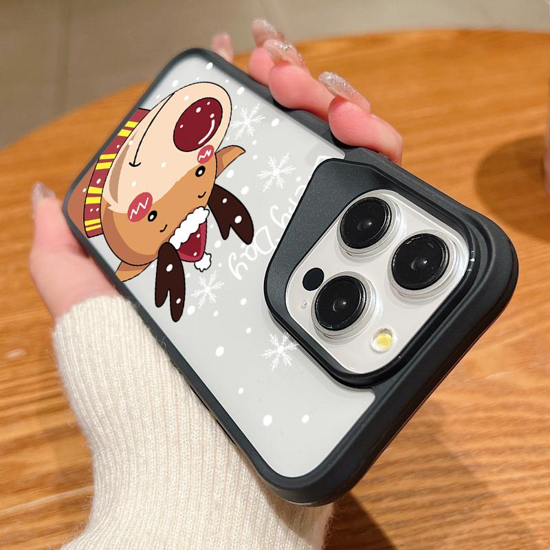 

Акриловый прозрачный чехол с рисунком лося для iPhone 16 Plus 15 Pro 14 13 Pro Max, прозрачный, ударопрочный, с мягким краем, твердый чехол iPhone 16 чёрный