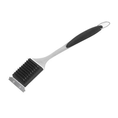 Spazzola Raschietto per Barbecue Manico Lungo Acciaio Inossidabile Argento Pulizia Antigraffio Portatile per