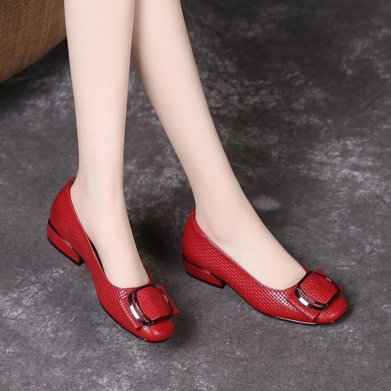 Fashion Designer Woman Red Office Shoes Spring Slip-on Square Heel Casual Shoes Lady Pumps Fashion Elegant Women Shoe sandalias de mujer