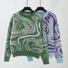 Women S Knitted Pullover Sweater Round Neck Loose Fit Colorful Pattern Spring