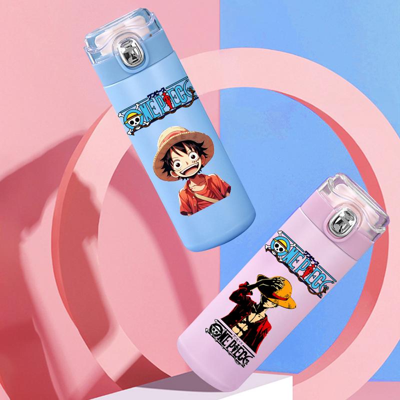 400Ml Anime One Piece Baskılı Termos Şişe Paslanmaz Çelik Kupa Sızdırmaz Vakumlu Matara Termal Kahve Çay Süt Su Şişesi