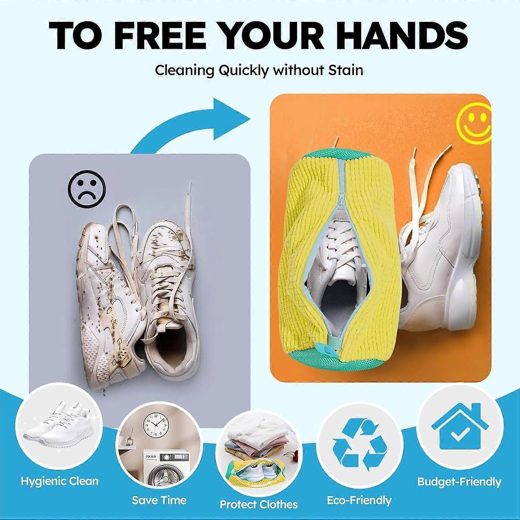 Shoe Washing Machine Bag: Laundry Shoe Bag Keeps Clean - Reusable Shoe Washing Bag for Sneaker Tennis Shoes Unstain Cleaner Kit(Yellow 2 Pcs)
